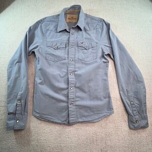 Hollister California Womens Blue Snap Front Western Shirt Size Medium